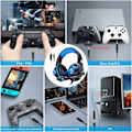 Miniatyrbillede 5 af 9: Gaming Headset til Xbox One, PS4, PC, Over Ear Gaming Hovedtelefoner med Støjreducerende Mikrofon LED Lys, Stereo Bas Surround, Bløde Memory Øremuffer til