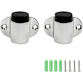 Miniatyrbilde 1 av 5: 1,06 tommer / 27 mm kraftig gulvstopp, gulvmontert dørstopper med lydløs gummistøtfanger, rustfritt stål sølvbørstet finish - 2-pakning Silver*2