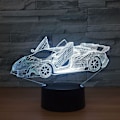 Pikkukuva 5 / 9: 7 Väriä Vaihtava Yövalo 3D Tunnelma Lamppu 3D Visuaalinen Illuusio LED-Lamppu Lapsille Leikkiin Joulu- ja Syntymäpäivälahjaksi (Kilpa-auto)