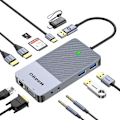 Miniatyrbillede 1 af 8: Triple Display USB Hub Dual Monitor, Dockingstation Kompatibel med MacBook M1 Dell HP Lenovo(2HDMI VGA SD TF Kortlæser Ethernet Lyd 2USB 3.0)