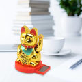 Miniatyrbild 3 av 5: Solcells driven vinkande arm katt prydnad välkomnande vinkande hand tass upp rikedom förmögenhet lycklig katt för förmögenhet pengar lycka Gold