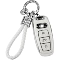 Miniatyrbillede 1 af 7: PIFOOG Hvid nøglebeskyttelsescover til Audi tilbehør 3 knapper blød TPU nøgleskal bling nøglering snorbeskyttelse pige kvinder