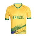 Miniatyrbild 1 av 4: Sports Brasilien fotbollströja – Jersey Style kortärmad atletisk landslag fotbollslag grafisk aktiv T-shirt topp,S