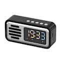 Miniatyrbild 2 av 5: Innovativ retro Bluetooth-högtalare, bärbar, trådlös bordslarm med LED-färgskärm Black Silver