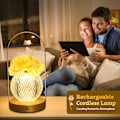 Miniatyrbillede 4 af 6: Genopladelig Ledningsfri Bordlampe, Touch Tulip Lampe, Dæmpbar Sød Glas Bordblomst Lampe Lille Lampe Rose Lampe til Soveværelse Stue