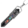 Miniatyrbild 2 av 3: 7 Chakra Sten Pärlor Hänge Halsband för Kvinnor Män, Unik Hexagonal Punkt Healing Kristall Pendel för Reiki Spådom