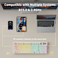 Pikkukuva 3 / 6: V97 Söpö Kermainen Näppäimistö, Bluetooth/2.4GHz Pelikäyttöön Langaton RGB-Taustavalaistuksella, Media-Nappi, Kaareva Runko, Ladattava Hiljainen Tietokoneen Näppäimistö white