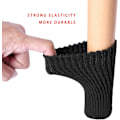 Miniatyrbild 3 av 5: Möbelbensstrumpor - Högelastiska stickade golvskydd för stolsben, svart förtjockad uppsättning stolsbensskydd, rör sig lätt och minskar Black