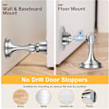 Miniatyrbillede 4 af 8: WJSM Magnetiske dørstoppere 2-pak, rustfrit stål dørstop til væg- og gulvmontering, dørholder holder dør åben, ingen boring dørstop med 3D Silver*2