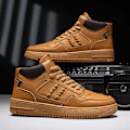 Miniatyrbild 5 av 5: Herr High Top Skor Färgblock PU Läder Ovandel Gummisula Andningsbara Herr Sneaker Skor för Sport Basket Khaki 40