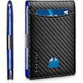 Miniatyrbild 1 av 6: Slim Money Clip Plånböcker för Män RFID-Blockering 11 Kort Hållare Minimalistisk Liten Läder Bifold Herr Plånbok Presentförpackning Carbon Black n Blue