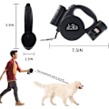 Miniatyrbilde 2 av 7: Inntrekkbar hundekobbel med lommelykt, dispenser og hundepose, kraftig nylonbånd for små, mellomstore hunder og katter, enhåndsbrems og lås. 360°Tang black
