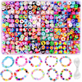 Miniatyrbilde 1 av 7: 1000PCS Polymer Clay Beads Armbånd Making Kit, 24 Style Søte Morsomme Perler Frukt Blomst Dyr Kake Sommerfugl Hjerte Perler Charms for Smykker Halskjede E