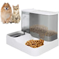 Miniatyrbillede 1 af 7: Gravity Automatisk Kattefoder Sæt, 2 i 1 Tyngdekraft Kæledyrsfoder og Vandskål Sæt Alt-i-Én Auto Hvalp Forsyning Fodring Vandforsyning Til Små Mellemstore Grey Non-stainless steel bowl