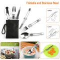 Miniatyrbild 5 av 6: 15-delars camping-kokkärlsset, non-stick lättviktsgryta, stekpanna, kittelset med rostfria stålkoppar, tallrikar, gafflar, knivar, skedar för camping, ryggsäck