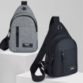 Miniatyrbilde 5 av 5: Vanntett slyngeveske for menn, justerbar, med flere lommer, nylon, fritidsbryst, skulderbag for utflukter, reiser, sport, fri størrelse Grey