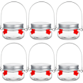 Miniatyrbillede 1 af 7: 6 stk. Mason Jar Hummingbird Feeder Glas Hummingbird Dish Feeder med 4 Blomster Foderporte til Udendørs Hængende Vindue Yard Have Dekoration