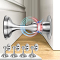 Miniatyrbillede 1 af 8: WJSM Magnetiske dørstoppere 4-pak, dørstop i rustfrit stål til væg- og gulvmontering, dørholder holder døren åben, ingen boring dørstop med 3D Silver*4