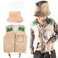 Miniatyrbilde 2 av 5: Barneutendørs Explorer Adventure Set Utendørs Utforskningssett Sett med Vest Hat for 3-7 år gamle Gutter Jenter Camping Fotturer Lek Halloween Kostyme