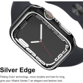 Miniatyrbilde 3 av 5: For Apple Watch Series 7 45mm, Hard Plated PC Frame Case Slim All-Around Bumper Case for Apple Watch Series 7 Black and silver