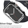 Miniatyrbillede 3 af 5: Hårdbelagt PC-ramme etui til Apple Watch Series 7 45mm, tyndt allround-stødabsorberende etui til Apple Watch Series 7 sort og sølv