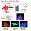 Miniatyrbilde 5 av 7: 3D Bil Nattelys, 16 Fargeendringer, Justerbar Fjernkontroll/Smart Berøring, 4 stk 3D Hologram Illusionslampe, Sportsbil USB-lys (Reiseverktøy)