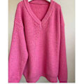 Miniatyrbild 2 av 5: Hösttröjor för kvinnor Vinter V-ringad Ribbstickad Långärmad Pullover Fashion Tops