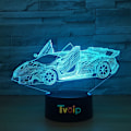 Miniatyrbilde 5 av 8: 7 Fargeskiftende nattlampe 3D Atmosfære Bulbing Lys 3D Visuell Illusions LED Lampe for Barn Leke Julergave Bursdagsgaver (Racerbil)