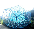 Miniatyrbillede 4 af 6: Kirsebærblomster Transparent Foldbar Rejse Paraply Blue(auto)