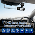 Miniatyrbillede 2 af 7: Dash Cam, 3-kanals Dash Cam, 4K+1080P Dash Cam foran og indvendig, Triple Dash Cam til bil, Dash-kamera med 32 GB-kort, 2160P Full UHD, G-sensor, 170°