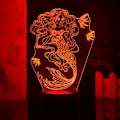 Miniatyrbillede 4 af 6: Anime Havfrue Figur 7/16 Farve Fjernbetjening Berøringskontakt Natlys 3D Illusion Lampe til Soveværelses Dekoration USB Lys Julegave (Sort Base)