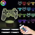 Miniatyrbild 2 av 7: 3D Spelkontrolllampa Nattlampa 3D Illusionlampa för Barn, Game Over, Level up, VR, Spelkontroll, 16 Färger som Skiftar med Fjärrkontroll, Dimbar (4 Mönster) Barnsäng