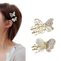 Miniatyrbillede 1 af 6: Elegant og Stilfuld Ekstravagant Butterfly Lille Hårklemme Clips Barrettes, Lavet af Opal, Rhinesten og Legering, Specielt Designet til Kvinder (2 stk)