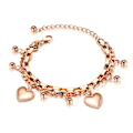 Miniatyrbillede 1 af 4: Rosaguldbelagt rustfrit stål hjerte charme kæde led armbånd, dame smykker, gaver til piger og kvinder