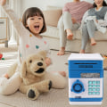 Miniatyrbild 4 av 5: 2 lägen ATM spargris digital elektroniskt papper pengar mynt säker låda spara kassaskåp med 7 musikspår för barn Blue