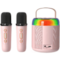 Miniatyrbillede 1 af 6: Bærbar karaoke-maskine, mini Bluetooth-stereo med 2 trådløse mikrofoner til børn og voksne