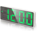 Miniatyrbild 1 av 6: Digital väckarklocka, LED-klocka för sovrum, elektronisk skrivbordsklocka med temperaturvisning, justerbar ljusstyrka, röststyrning, 12/24H, 6,3\" La white+green led
