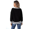 Miniatyrbilde 5 av 5: Dame kabelstrikket V-hals genser casual langærmet pullover løs off shoulder jumper topp, myk, komfortabel og hudvennlig.