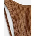 Miniatyrbillede 6 af 7: WJSM Dame Ribbet O-Ring String Bikini Badetøj Cheeky Thong Badetøj To Dele Badedragt 338_brown S
