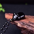 Pikkukuva 4 / 4: Obsidian-kaulakoru, luonnonkivinen amuletti, hyvinvoinnin ja vaurauden jalokivikoru miehille ja naisille
