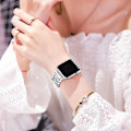 Miniatyrbild 5 av 5: Rem och Apple Watch-rem iWatch Series 7/6/5/4/3/2/1 Kompatibel med tre pärlor Diamantrem --- Silver（42/44/45mm）