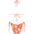 Miniatyrbild 2 av 3: WJSM Dam Triangle Bikini String Baddräkt Print Tie Smocked Ruched Tvådelad Baddräkt Set Orange2 S