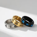 Miniatyrbillede 2 af 10: Rustfrit stål blomst udskæring spinner ring Daisy Fidget Band ringe måne stjerne onde øjne kors angst ring til kvinder mænd-U.S11 diameter: 20,7 mm Circ