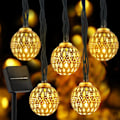 Miniatyrbillede 1 af 7: Solcelledrevne Marokkanske Lyskæder Udendørs Vandtætte 39,5Ft 100 LED, 8 Lystilstande Globe Fe-Lyskæder, Solcelledrevne Lyskæder til Havegård Gaz Moroccan