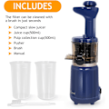 Miniatyrbilde 4 av 7: Kompakt og bærbar kaldpresset juice, masticerende sakte juicer med 1,77” ekstra bred innløps trakt for frukt og grønnsaker, inkluderer børste