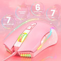 Miniatyrbild 2 av 7: RGB Spelmus Trådbunden, USB Optisk Datormus med RGB Bakgrundsbelysning, 6 Justerbara DPI Upp till 6400, med 7 Programmerbara Knappar Pink