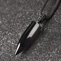 Pikkukuva 3 / 5: Jalokivi riipus terävä Reiki Chakra helmillä riipus ketju (musta obsidiaani)