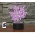 Miniatyrbillede 1 af 7: 3D Lønblade Fjernbetjening 16 Farve Natlys Illusion Akryl LED Bord Sengelampe Børneværelse Skrivebords Dekoration Fødselsdagsgaver Legetøj
