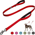 Miniatyrbilde 1 av 7: 5 FT Heavy Duty Hundekobbel med 2 komfortable polstrede håndtak, trafikkhåndtak og avansert enkel snapkrok, reflekterende gåledning for store, mellomstore og S Red5FT 5 Feet (Pack of 1)