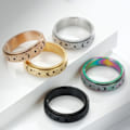 Miniatyrbillede 8 af 10: Rustfrit stål blomst udskæring spinner ring Daisy Fidget Band ringe måne stjerne onde øjne kors angst ring til kvinder mænd-U.S11 diameter: 20,7 mm Circ